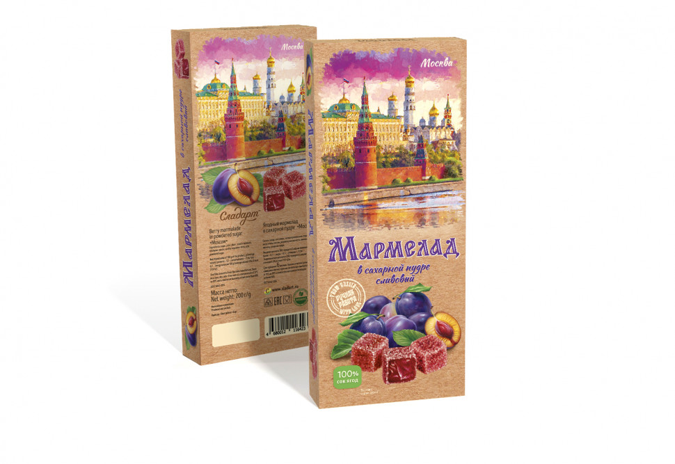  Сладарт Мармелад Сливовый МОСКВА в сахарной пудре (642), 200г   в Белогорске